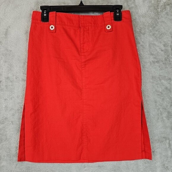 Armani Exchange Pencil Skirt Womens Size 4 Orange Side Slits Stretch VTG Y2K - Picture 1 of 7